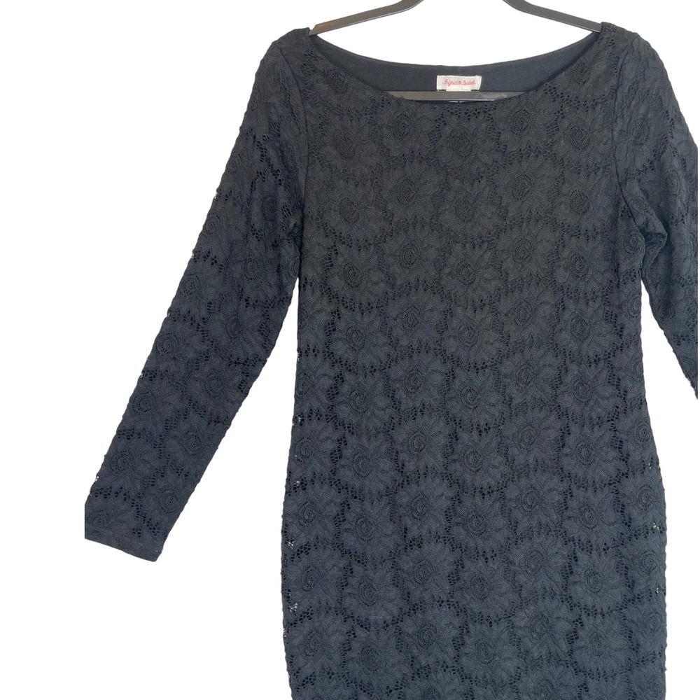 Ingrid & Isabel Black Lace Long Sleeve Dress Womens‎ Medium Sheath Career